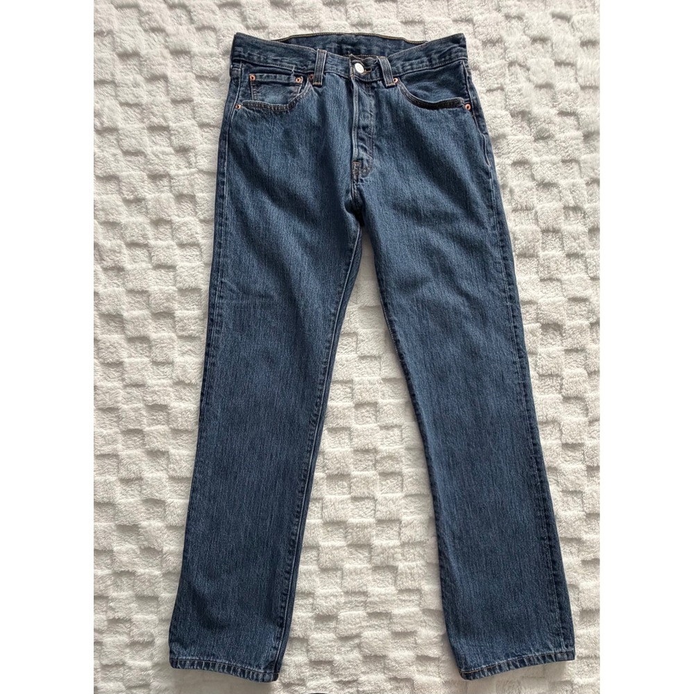 Levis 501 Original Fit Jeans Mens 32x32 Blue Denim Straight Leg Button Fly